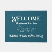 Zeemeermin woont hier Grappige Blauwgroen deurmat (Voorkant)