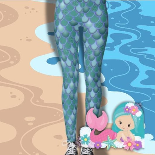 Zeemeermin Zee Blauw Groen Schubben Leggings