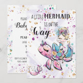 ~ Zeemeermin Zee Eenhoorn Kat Baby shower Uitnodig Kaart (Voorkant / Achterkant)