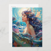 Zeemeermin Zee Godin Fantasy Art Briefkaart (Voorkant / Achterkant)