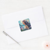 Zeemeermin Zee Godin Fantasy Art Vierkante Sticker (Envelop)