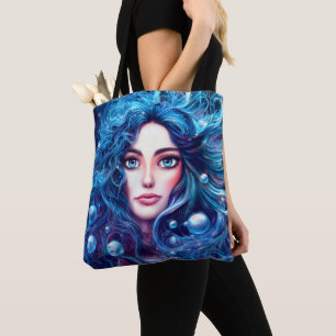 Zeemeermin Zee Godin Nymph Siren Blue Onderwater Tote Bag