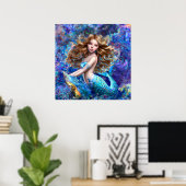 Zeemeermin Zee Godin Nymph Siren Onder Water Art Poster (Thuiskantoor)