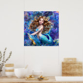 Zeemeermin Zee Godin Nymph Siren Onder Water Art Poster (Keuken)