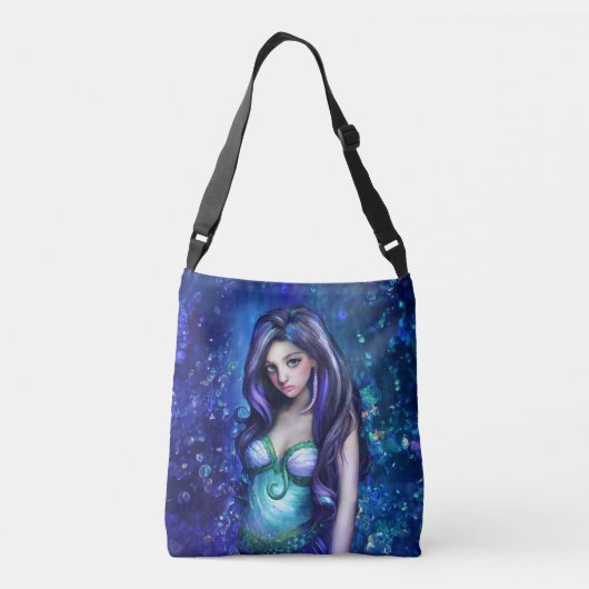 Zeemeermin Zee Godin Nymph Siren Onderwater Kunst Crossbody Tas (Achterkant)