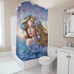 Zeemeermin Zee Godin Nymph Siren Onderwater Kunst Douchegordijn
