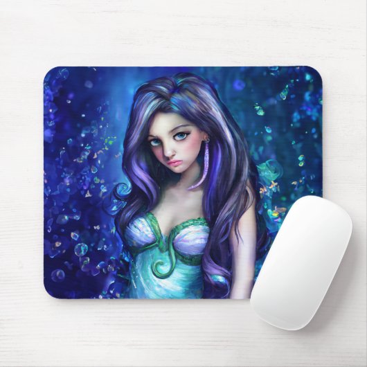 Zeemeermin Zee Godin Nymph Siren Onderwater Kunst Muismat (Met muis)