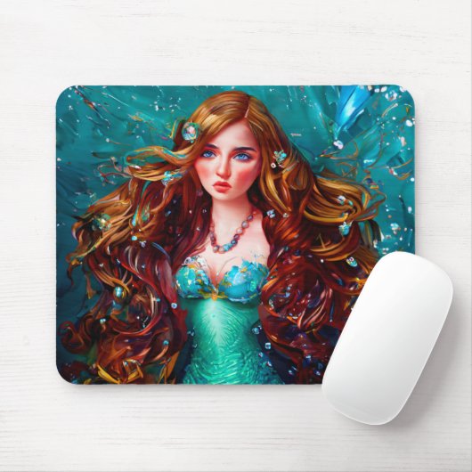 Zeemeermin Zee Godin Nymph Siren Onderwater Kunst Muismat (Met muis)