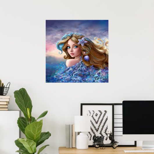Zeemeermin Zee Godin Nymph Siren Onderwater Kunst Poster (Thuiskantoor)