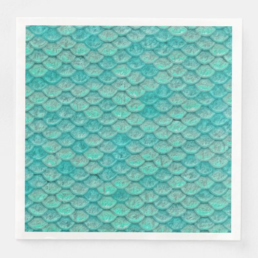 Zeemeermin Zee Groene Schalen Papier Servet (Voorkant)