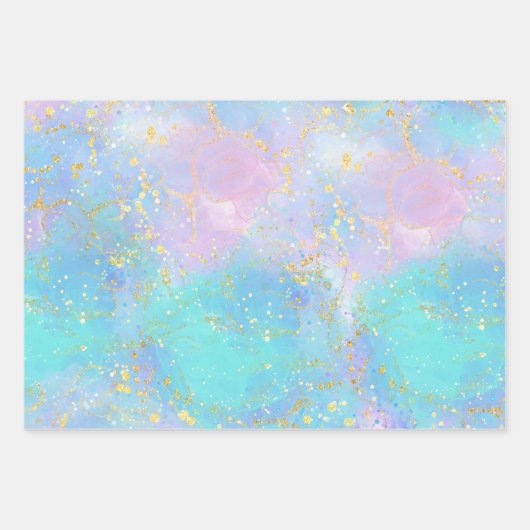 Zeemeermin Zee leven | Verjaardagsfeest met aangep Inpakpapier Vel (Voorkant 2)