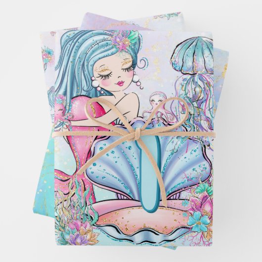 Zeemeermin Zee leven | Verjaardagsfeest met aangep Inpakpapier Vel (In situ)