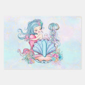 Zeemeermin Zee leven | Verjaardagsfeest met aangep Inpakpapier Vel (Voorkant)