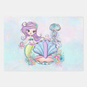 Zeemeermin Zee leven | Verjaardagsfeest met aangep Inpakpapier Vel (Voorkant)