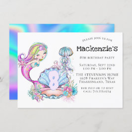 Zeemeermin Zee leven | Verjaardagsfeest met aangep Kaart