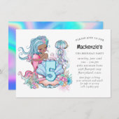 Zeemeermin Zee leven | Verjaardagsfeest met aangep Kaart (Voorkant / Achterkant)