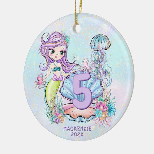 Zeemeermin Zee leven | Verjaardagsfeest met aangep Keramisch Ornament (Links)