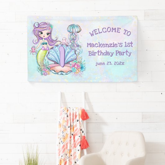 Zeemeermin Zee leven | Verjaardagsfeest met aangep Spandoek (Insitu)