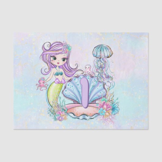 Zeemeermin Zee leven | Verjaardagsfeest met aangep Tissuepapier (Voorkant)