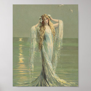  Zeemeermin Zee Nymph Poster Wall Art Antiek