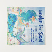 Zeemeermin Zee Oceaan Verjaardagsfoto Achtergrond  Wandkleed (Voorkant (horizontaal))