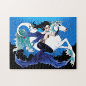 Zeemeermin Zee Paard Fairy Blauw Legpuzzel (Horizontaal)