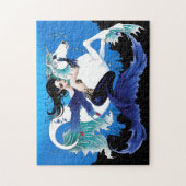 Zeemeermin Zee Paard Fairy Blauw Legpuzzel (Verticaal)