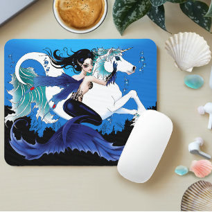 Zeemeermin Zee Paard Fairy Blauw Muismat