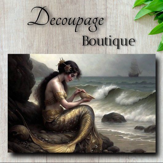 Zeemeermin Zee Scroll in Gold Decoupage Tissuepapier