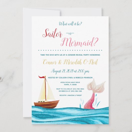 Zeemeermin/Zeeman Nautisch Geslacht Onthulling Uit Kaart (Voorkant)