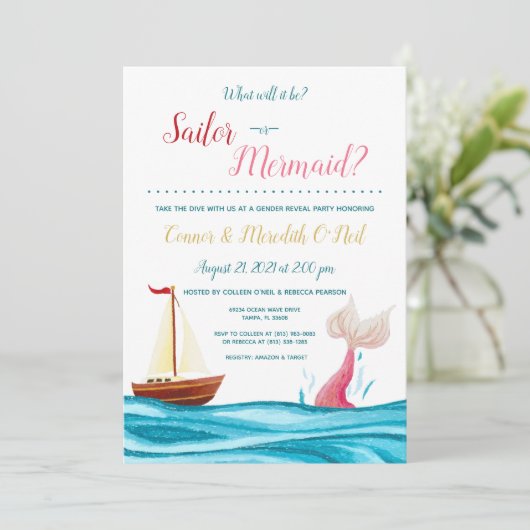 Zeemeermin/Zeeman Nautisch Geslacht Onthulling Uit Kaart (Staand voorkant)