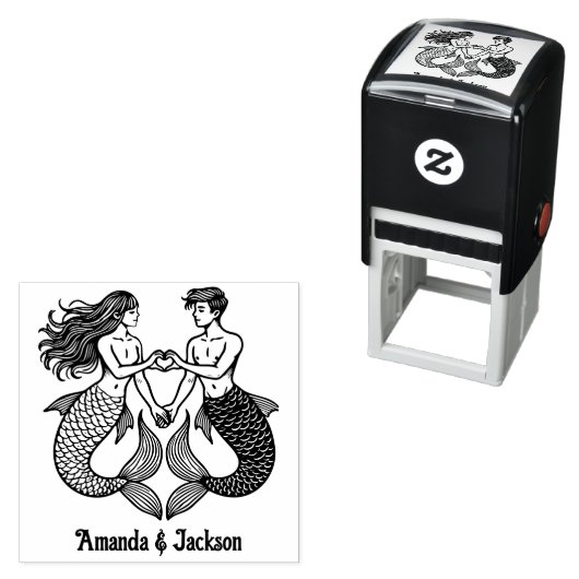 Zeemeermin Zeemeerman Smoorverliefden Maken Hart T Zelfinktende Stempel (In situ)