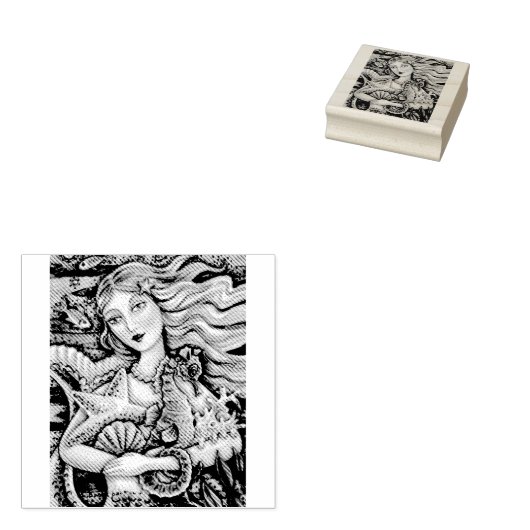 ZEEMEERMIN, ZEEPAARDJE, FANTASIE RUBBER STEMPEL (Gestempeld)