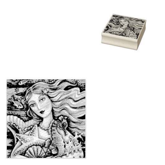 ZEEMEERMIN, ZEEPAARDJE, FANTASIE RUBBER STEMPEL Cl (Gestempeld)