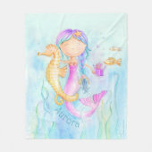 Zeemeermin zeepaardje grillen waterverf aangepaste fleece deken (Voorkant)