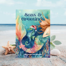 Zeemeermin & Zeepaardje Santa Beach Kerstmis