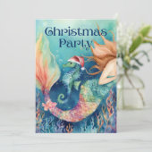 Zeemeermin Zeepaardje Santa Nautisch Kerstfeest Kaart (Staand voorkant)