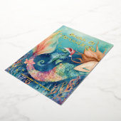 🧜‍♀️ Zeemeermin & Zeepaardje Strand Kerstmis Folie Feestdagenkaart (Gedraaid)