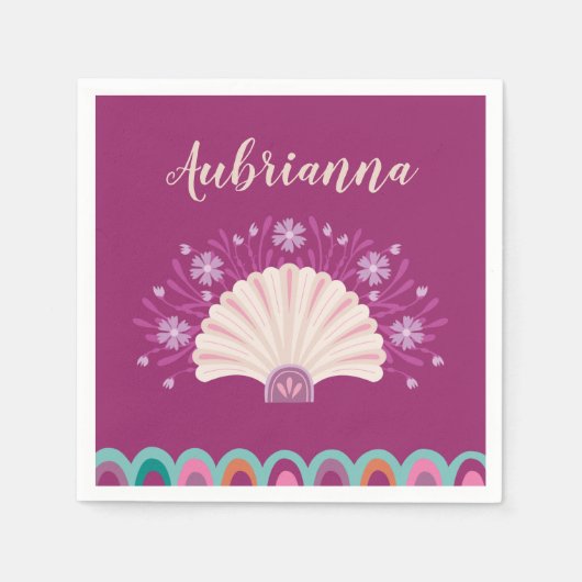 Zeemeermin Zeeschelp Meisje Verjaardagsfeestje Ser Servet (Voorkant)