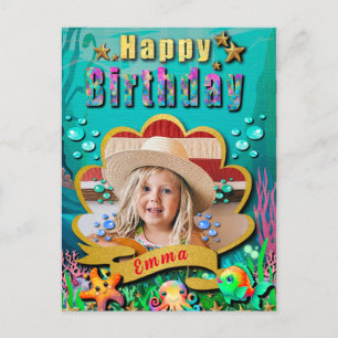 Zeemeermin, zeeschelp, Zee Dieren Vrienden, Koraal Briefkaart