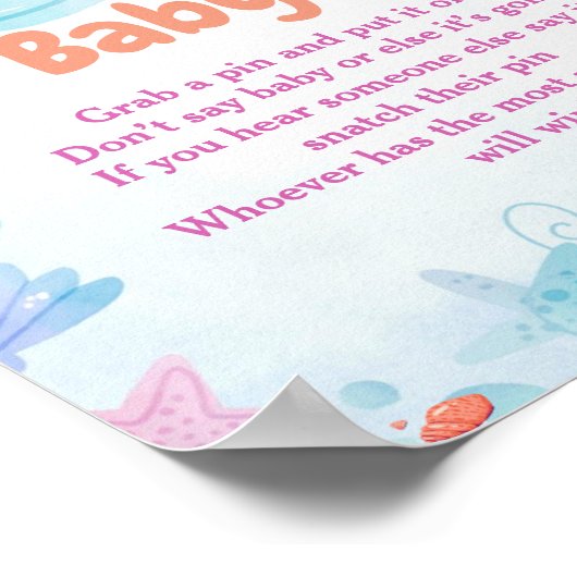 Zeemeermin Zeg niet Baby Baby shower Spelbord Poster (Hoek)