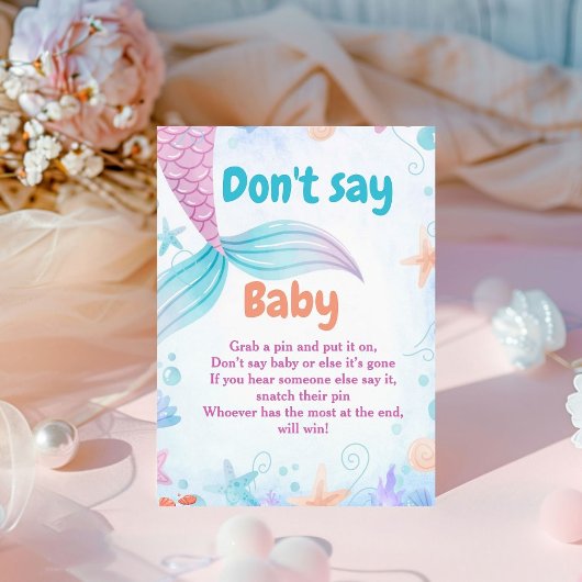 Zeemeermin Zeg niet Baby Baby shower Spelbord Reclamebord Met Voetstuk