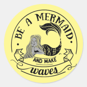 ZEEMEERMIN ZIJN EN GOLVEN MAKEN FEESTJE RONDE STICKER