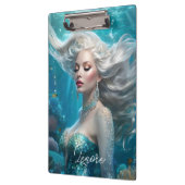 Zeemeermin Zilver Haar Turquoise Oceaan Klembord (Links)