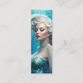 Zeemeermin Zilver Haar Turquoise Oceaan Mini Boekm Mini Visitekaartje (Voorkant)