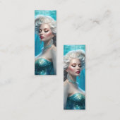 Zeemeermin Zilver Haar Turquoise Oceaan Mini Boekm Mini Visitekaartje (Voorkant / Achterkant)