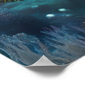 Zeemeermin Zilver Haar Turquoise Oceaan Poster (Hoek)