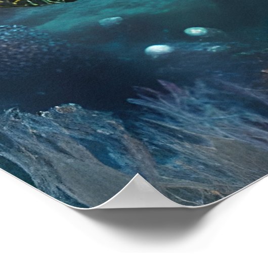 Zeemeermin Zilver Haar Turquoise Oceaan Poster (Hoek)