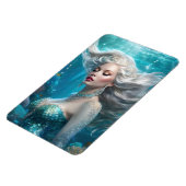 Zeemeermin Zilveren Haar Turquoise Oceaan Magneet (Linkerzijde)