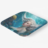 Zeemeermin Zilveren Haar Turquoise Oceaan Papieren Bordje (Gebogen)